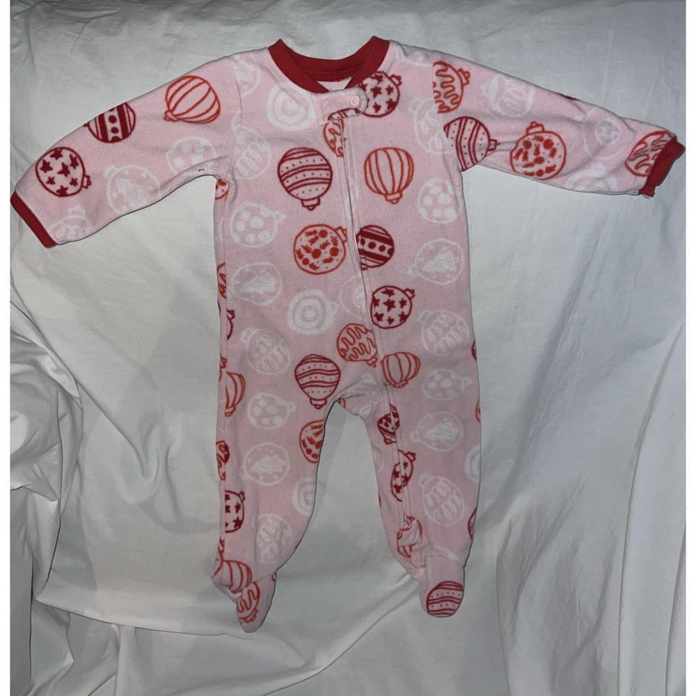 Falls Creek Baby Girl Fleece Footed Sleeper / 6-9 Month Pink Ornaments Christmas